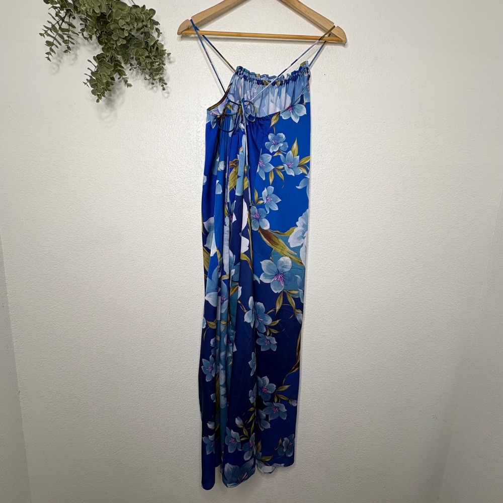 Gottex Blue Floral Maxi Dress‎ Halter Neck Resort Wear 24BR315 Womens S/M - Picture 2 of 8
